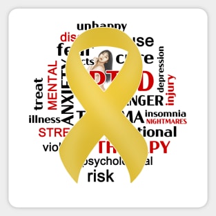 Illustration with Watchwords – PTSD Awareness Ribbon Sticker